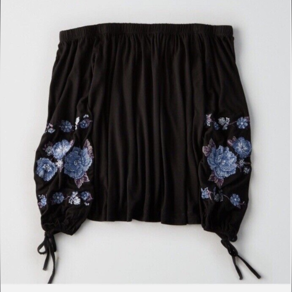 AEO Black Knit Off the Shoulder Top - Picture 3 of 12